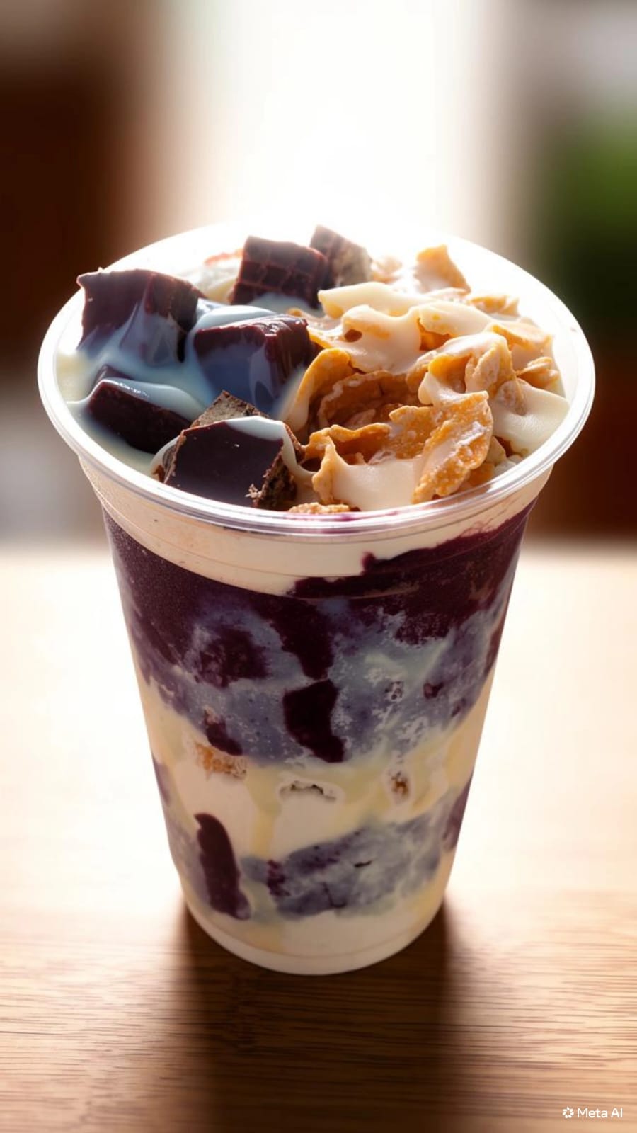 Copo de açaí premium com bis, sucrilhos e leite condensado